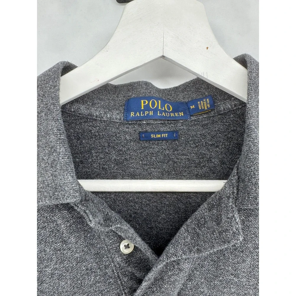 Polo Ralph Lauren Mens Slim Fit Short Sleeve Polo Shirt Gray Heather Size M